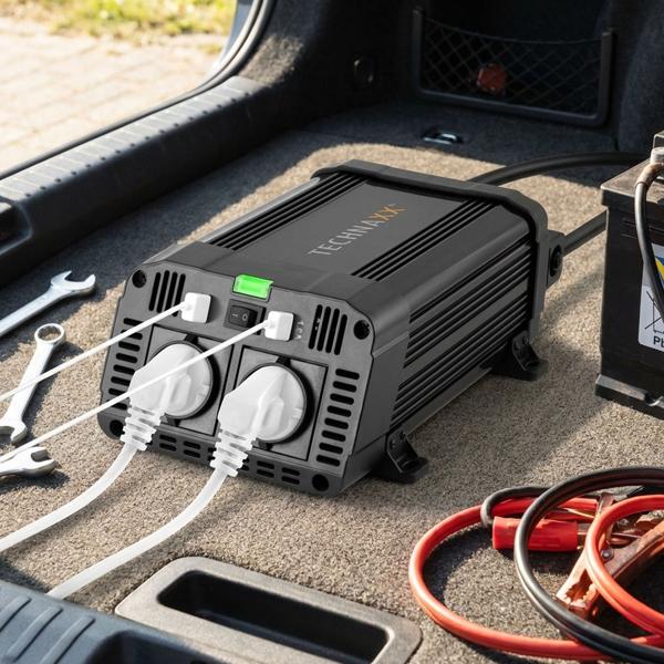 12V auf 230V Wechselrichter, 2x USB-A (3,1A gesamt) – Hochwertiger Spannungswandler, robuste Stromversorgung für unterwegs