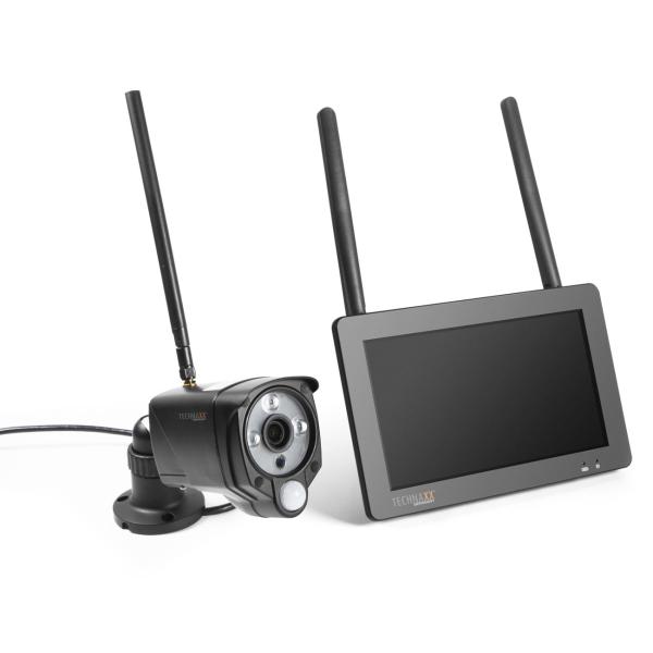 Système de caméra sans fil pour l‘extérieur, écran 7“, WLAN 2,4 GHz, caméra Full HD, transmission en direct par smartphone, vision nocturne, IP56
