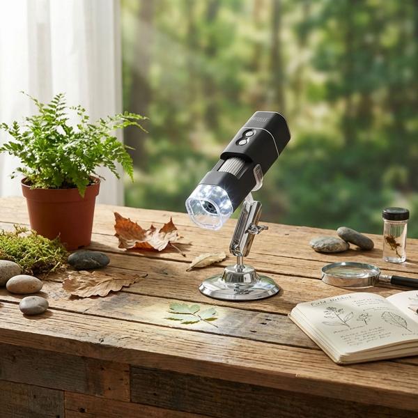 Microscopio Full HD senza fili con Wi‑Fi, ingrandimento 1000x, batteria, supporto – foto/video – scopri i dettagli con prestazioni ottimali