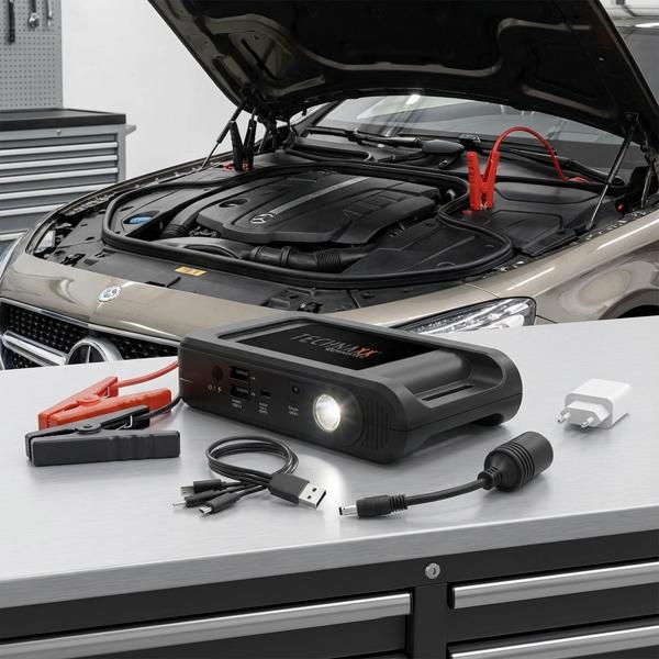 Pro power bank car jump starter kit, high-performance jump starter 500A with LED lamp, 12000mAh, 500A