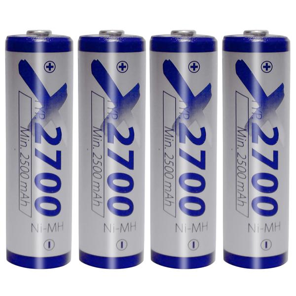 set of 4 AA rechargeable Ni-MH 1.2V 2700mAh batteries - rechargeable & long-lasting - environmentally friendly AA batteries for remote controls, toys, cameras & more