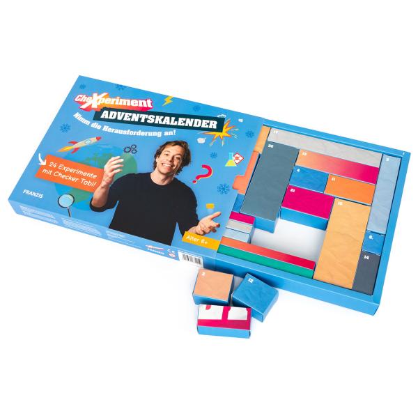 Calendrier de l‘Avent CheXperiment - 24 Expériences avec Checker Tobi - Dès 8 ans, ludique, éducatif, sans plastique - Produit en allemand