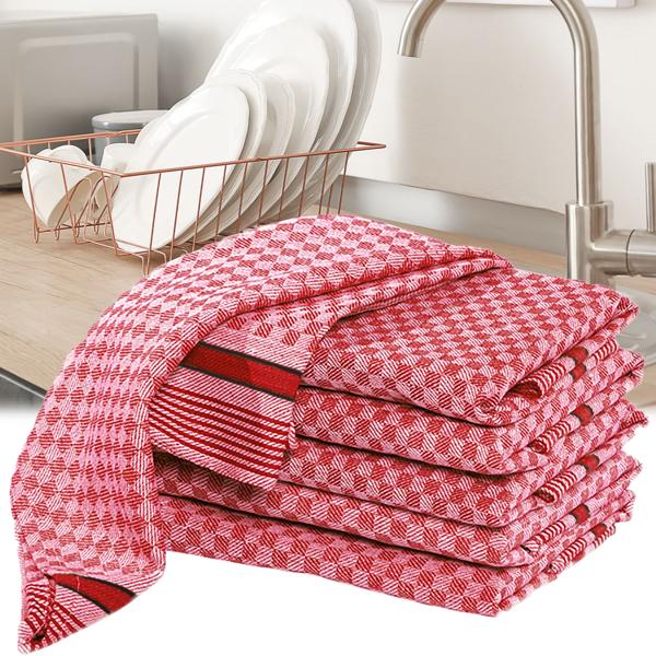 set of 10 pit cloths, red-gray, tea towels 45 x 90 cm