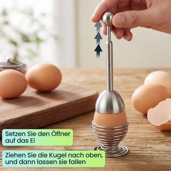 Eierköpfer aus Edelstahl – Praktischer Eieröffner für harte & weiche Eier, spülmaschinen-geeignet – Perfekte Bruchstelle