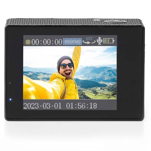 Full HD action cam (1080p, 12MP) with Wi-Fi & app: waterproof up to 30m, black - for outdoor sports, diving and unforgettable moments