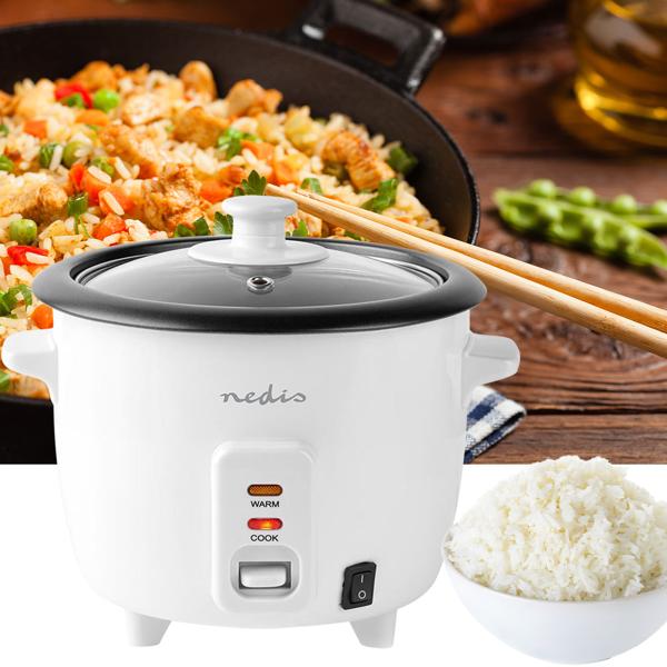 Denwood 1L Electric Rice Cooker - Non-Stick Removable Bowl, Keep Warm, 400W, White