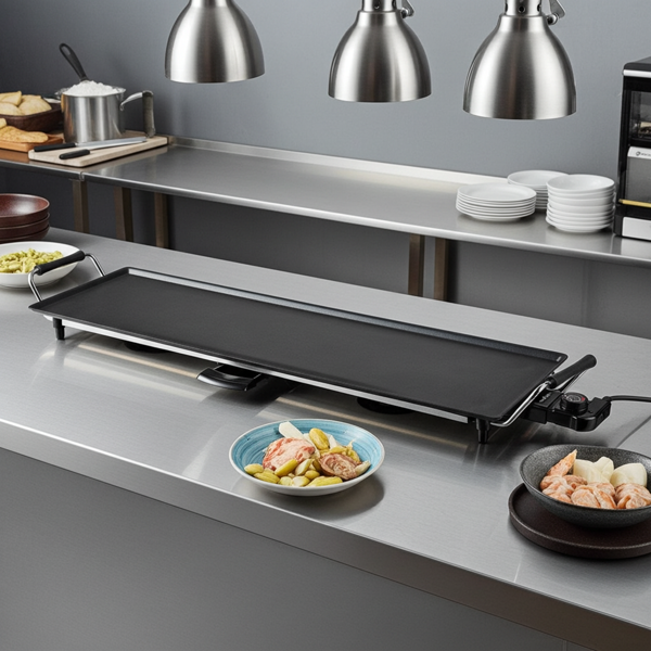 Piastra grill elettrica XXL - Griglia da tavolo Teppanyaki per arrostire a basso contenuto di grassi, 90 x 23 cm, 1800W, rivestimento antiaderente, ideale per carne, pesce e verdure