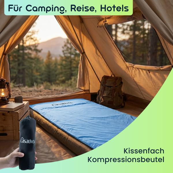 2er-Set Ultraleichter Hüttenschlafsack, atmungsaktive Mikrofasern, nur 200g, inkl. Nylon Kompressionsbeutel, Schlafsack für Camping, Reise, Hotels