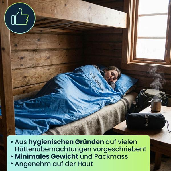 2er-Set Ultraleichter Hüttenschlafsack, atmungsaktive Mikrofasern, nur 200g, inkl. Nylon Kompressionsbeutel, Schlafsack für Camping, Reise, Hotels