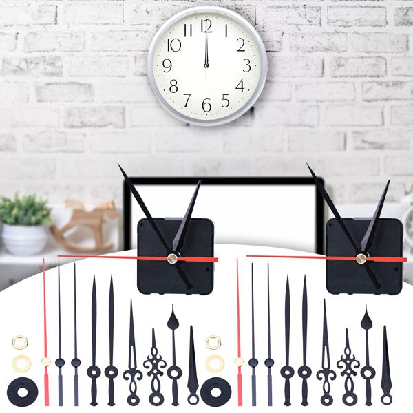 2er Set Geräuschloses Uhrwerk Komplettset mit 3 verschiedenen Zeigersätzen, leise schleichende Zeiger ohne Ticken, stabiles Gehäuse, Batteriebetrieb