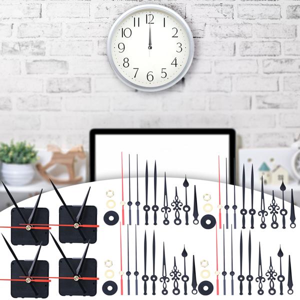 set of 4 silent movement complete set with 3 different sets of hands, quietly creeping hands without ticking, sturdy housing, battery operation