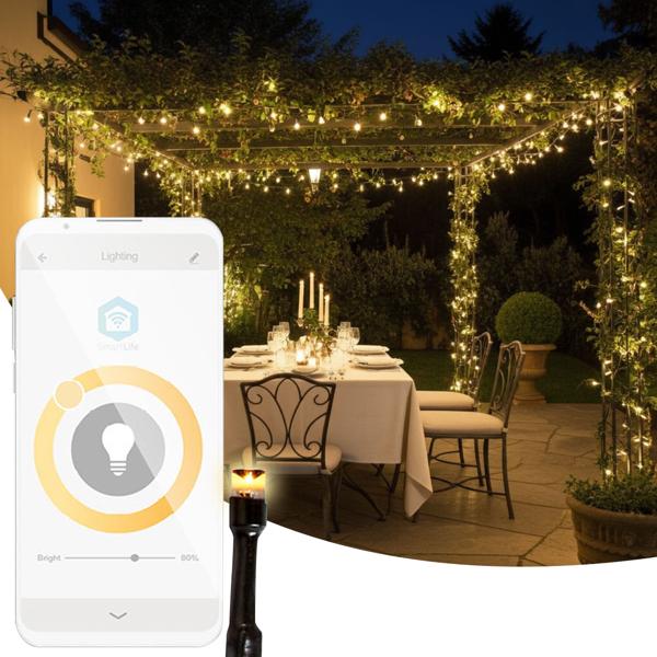 SmartLife LED Lichterkette - 100 warmweisse LEDs, dimmbar, 7 Lichtmuster - IP65, 10m Länge, App- & Sprachsteuerung, Musikmodus - Innen- & Aussenbereich