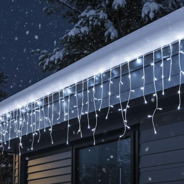 WLAN smart icicle fairy lights, 400 LEDs, cold white, IP65, 8 m