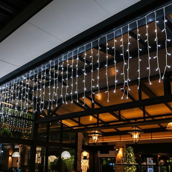 WLAN smart icicle fairy lights, 400 LEDs, cold white, IP65, 8 m