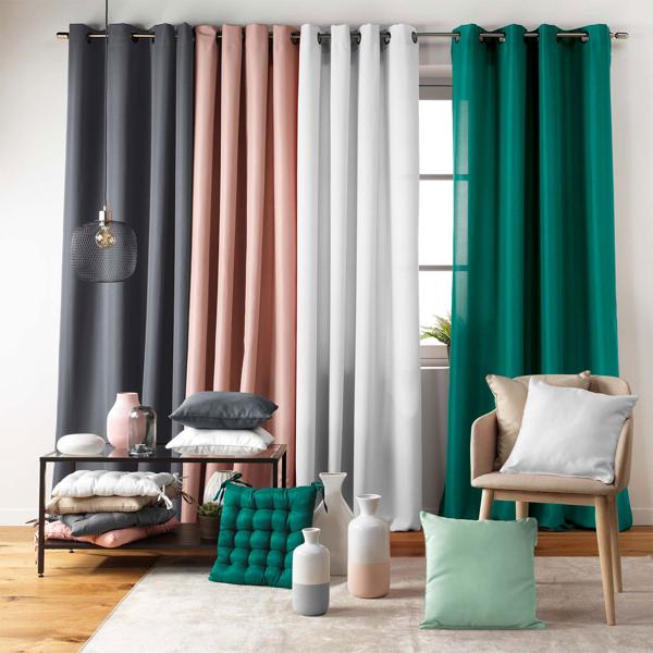 Rideau avec œillets, 140 x 260 cm, polyester, noir