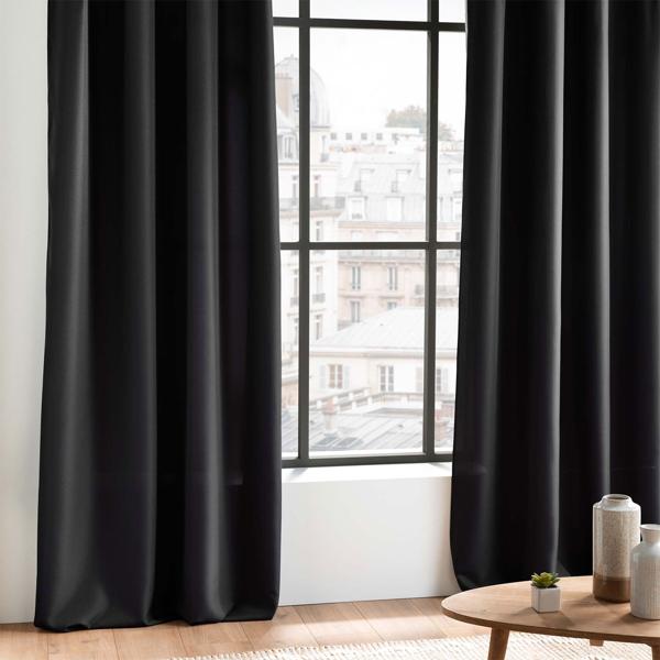 Rideau avec œillets, 140 x 260 cm, polyester, noir