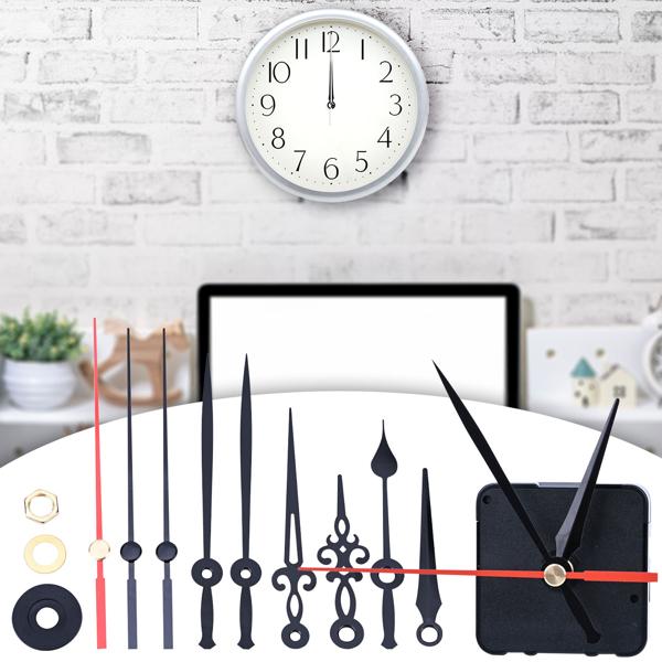 Silent movement complete set with 3 different sets of hands, quietly creeping hands without ticking, sturdy housing, battery operation