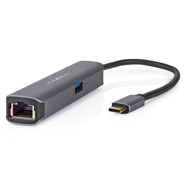 USB multiport adapter USB-C male to HDMI, RJ45, USB-A and USB-A and USB-C +PD3