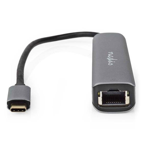 USB multiport adapter USB-C male to HDMI, RJ45, USB-A and USB-A and USB-C +PD3