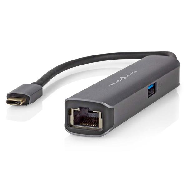 USB multiport adapter USB-C male to HDMI, RJ45, USB-A and USB-A and USB-C +PD3