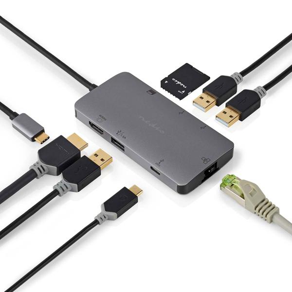 Ultimate USB-C hub with 4K HDMI, Gigabit LAN, 3x USB-A, 100W Power Delivery, card reader - Notebook, Macbook - Maximum connectivity