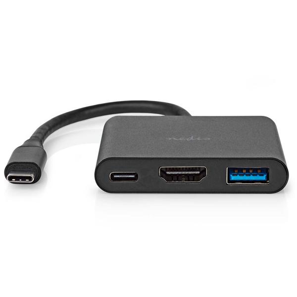 Vielseitiger USB-C Hub – schwarz, Multiport Adapter mit USB Typ-C, 4K@30Hz HDMI, USB-A, 5 Gbps Datenübertragung, kompakt & leistungsstark