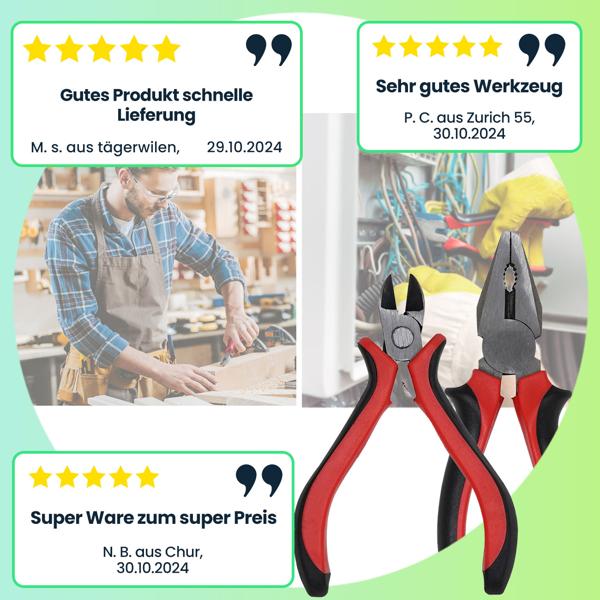 Praktisches Zangen-Set mit Kombizange & Seitenschneider (rot/schwarz) – Schneiden, Greifen, Biegen für Heimwerker und Profis