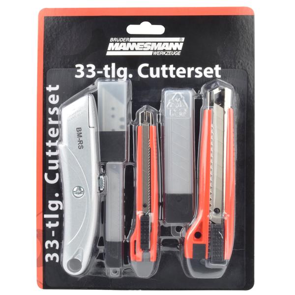 Cuttermesser-Set 33-teilig, Universal-, Cuttermesser & 30 Klingen: 19, 18, 9mm – scharfe Klingen für präzises Schneiden in vielen Materialien