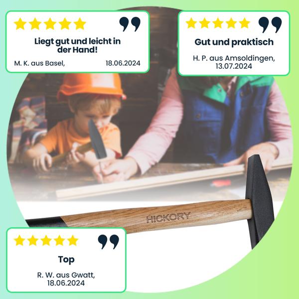 Robuster Schlosserhammer 300g mit hochwertigem Hickory-Stiel, ergonomisch & langlebig, DIN 1041 zertifiziert – perfektes Werkzeug für präzises Arbeiten