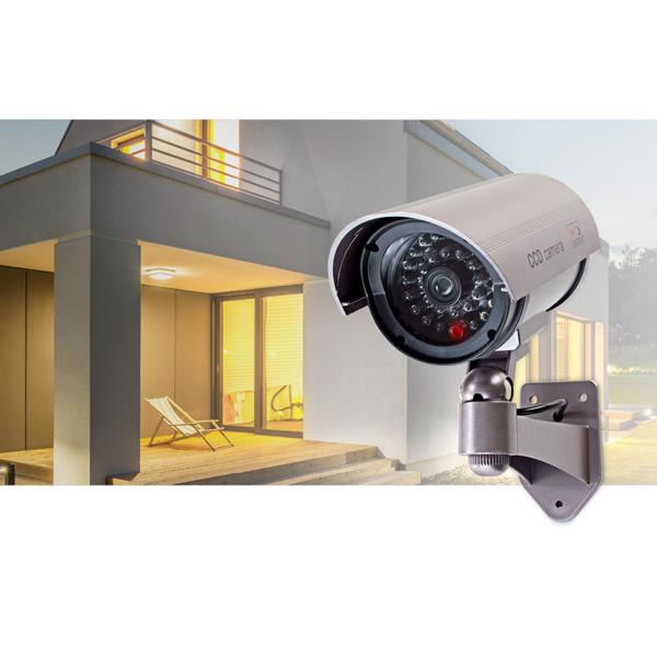 Pure deterrent: Dummy surveillance camera (gray) with signal LED - Deceptively real dummy camera (IP44) for more security around the house
