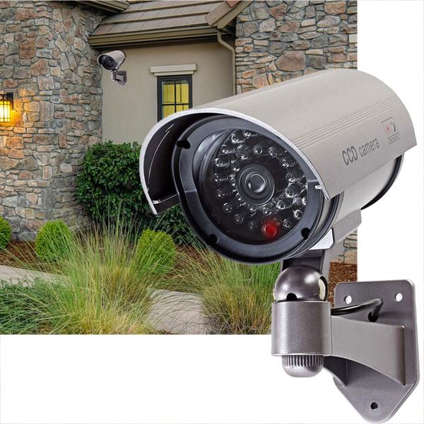 Pure deterrent: Dummy surveillance camera (gray) with signal LED - Deceptively real dummy camera (IP44) for more security around the house