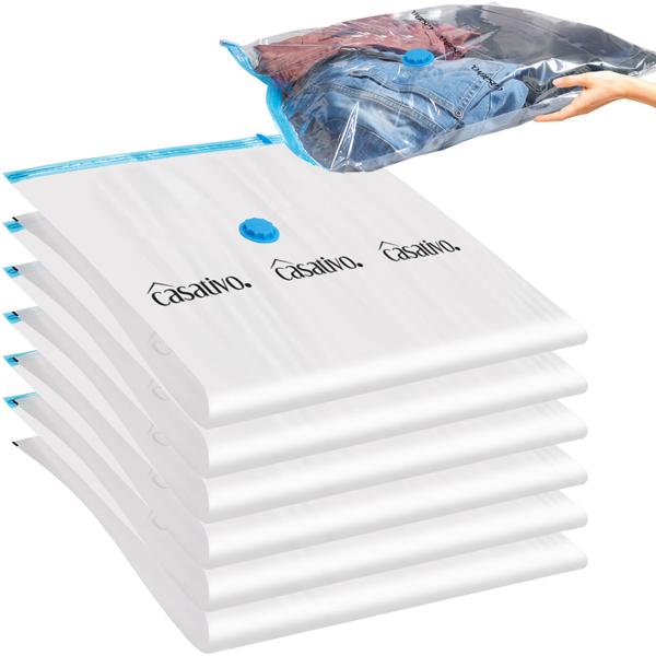 set of 6 space-saving vacuum bags L, 60 x 80 cm, compression with the vacuum cleaner, storage bags for seasonal clothing, comforters and covers