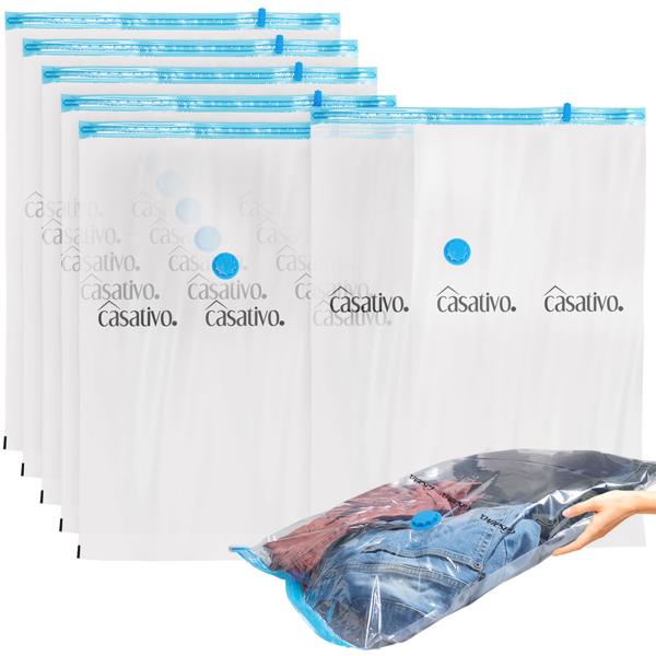 set of 6 space-saving vacuum bags L, 60 x 80 cm, compression with the vacuum cleaner, storage bags for seasonal clothing, comforters and covers