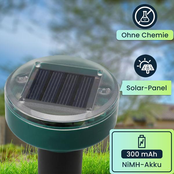 Hocheffizienter Maulwurf- und Wühlmaus-Vertreiber, 16er Mega Spar Pack, Erdspiesse, solarbetrieben, bis 11200 m², IP44, umweltschonend, ohne Chemie