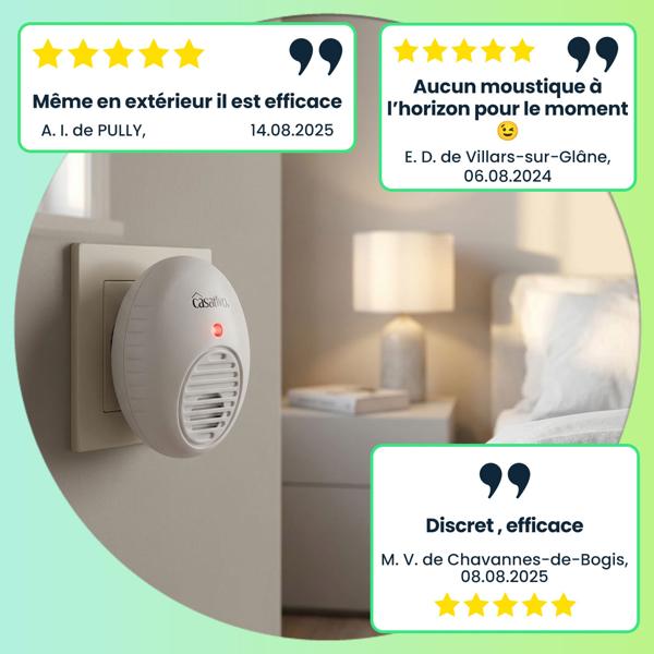 set di 3 repellenti a ultrasuoni altamente efficaci per la presa di corrente, bianchi, fino a 47 m², contro mosche, moscerini, zanzare, ragni e formiche  