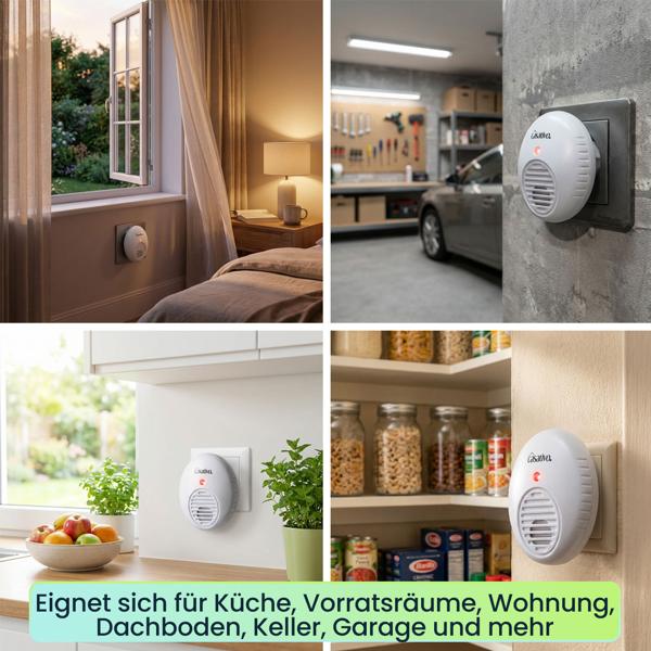 3er-Spar-Set Hocheffektiver Ultraschall-Insektenvertreiber für die Steckdose, weiss, bis 47 m², gegen Fliegen, Mücken, Moskitos, Spinnen, Ameisen  