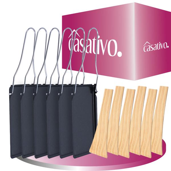 Pratico set di 6 padelle per raclette e barbecue, con manico pieghevole e spatola in legno, con rivestimento antiaderente - ideale per le serate più tranquille