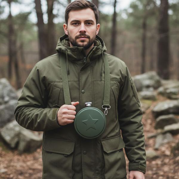 Canteen with shoulder strap, 530 ml, military style