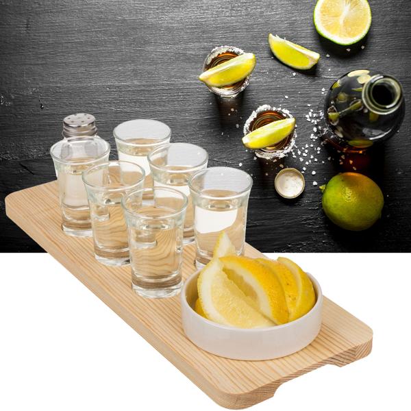 Tequila serving set, 9-piece, including glasses, salt shakers and bowls