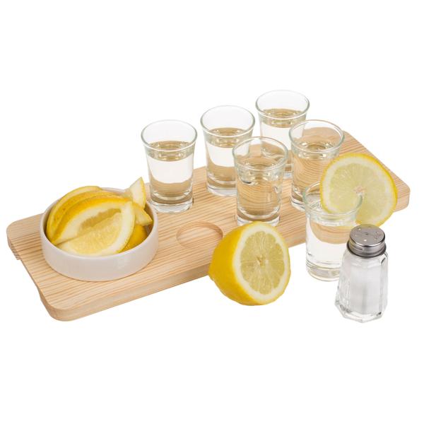 Tequila serving set, 9-piece, including glasses, salt shakers and bowls