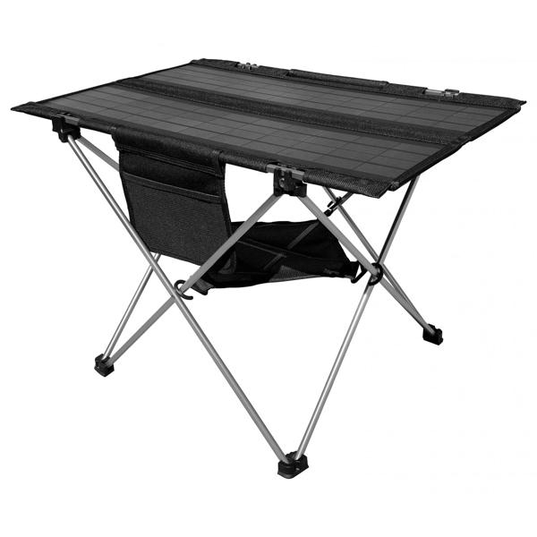 Foldable solar camping table (20W): USB-A & USB-C ports, 60.8x40.5 cm, black - Mobile power supply for outdoor adventures