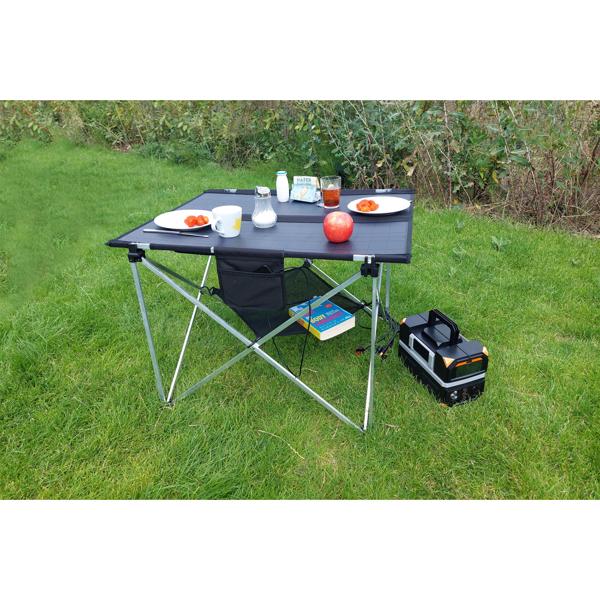 Ingenious solar camping table, foldable, 60W, 2 x USB-A, 1x USB-C, 80.5 x 66.0 cm, IP54, only 4.5 kg