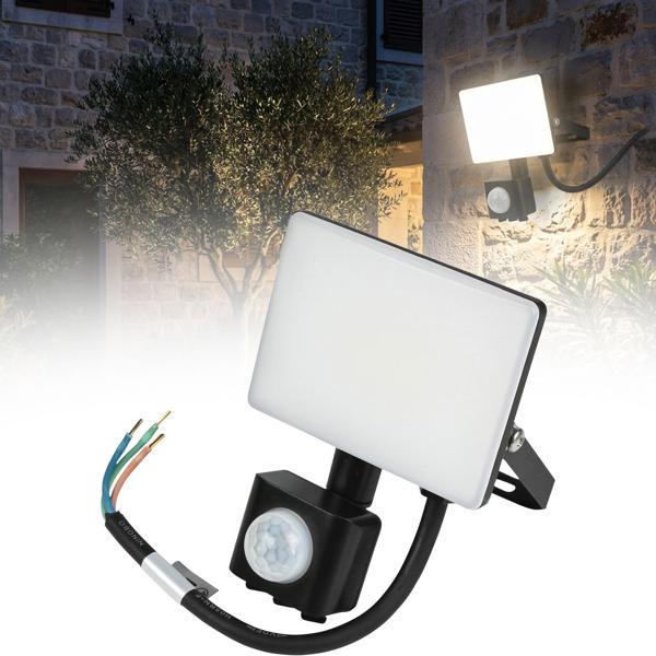 LED-Strahler ultraflach, 950lm - Mit Bewegungssensor &  LED Beleuchtung für Hof, Haus, Eingang, Keller, Garage - 10W, IP44, 6000K, 120 Grad