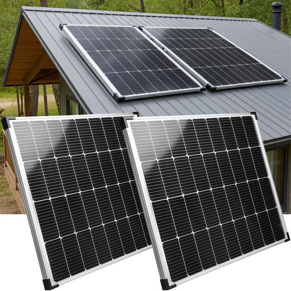 Set da 2 pannelli solari monocristallini potenti, 110 watt, 20,5 V, modulo solare per batterie 12/24 V, generatori solari, IP65, per camper, campeggio, casetta da giardino, barca