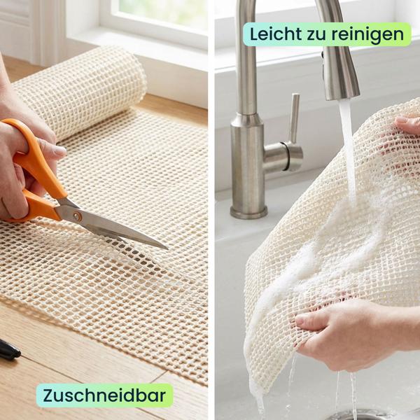 4er-Set Teppich Antirutschunterlage, Antirutschmatte zuschneidbar, 80 x 200 cm, Rutsch Stop für Teppiche, Schubladen, Kofferraum, creme-weiss