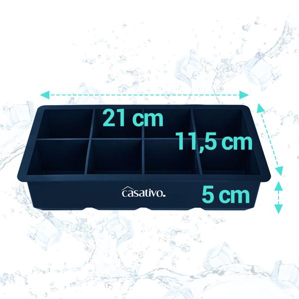 2er-Set XXL Silikon Eiswürfelform (8 Fächer, 5x5cm): Grosse Eiswürfel, 1 Liter Füllmenge – BPA-freie, langlebige & wiederverwendbare Eiswürfelform