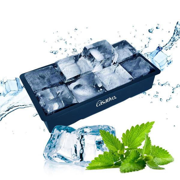 3er-Set XXL Silikon Eiswürfelform (8 Fächer, 5x5cm): Grosse Eiswürfel, 1 Liter Füllmenge – BPA-freie, langlebige & wiederverwendbare Eiswürfelform