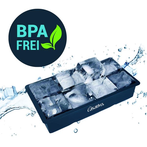 3er-Set XXL Silikon Eiswürfelform (8 Fächer, 5x5cm): Grosse Eiswürfel, 1 Liter Füllmenge – BPA-freie, langlebige & wiederverwendbare Eiswürfelform
