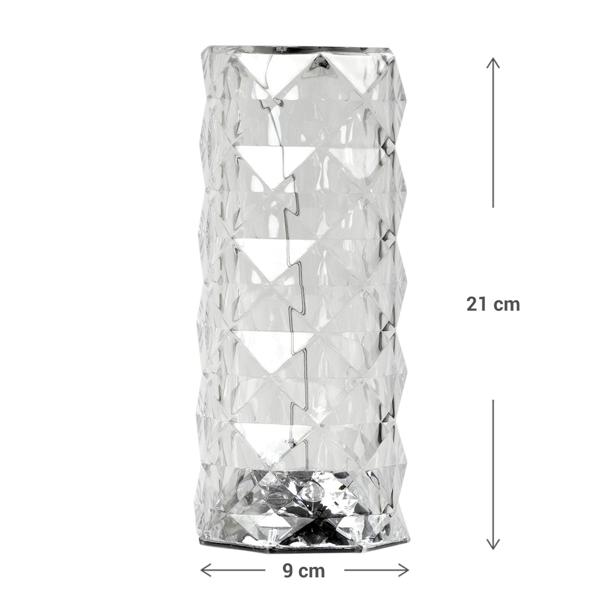 Table lamp, crystal design, 16 colors, touch, 9 x 21 x 9 cm