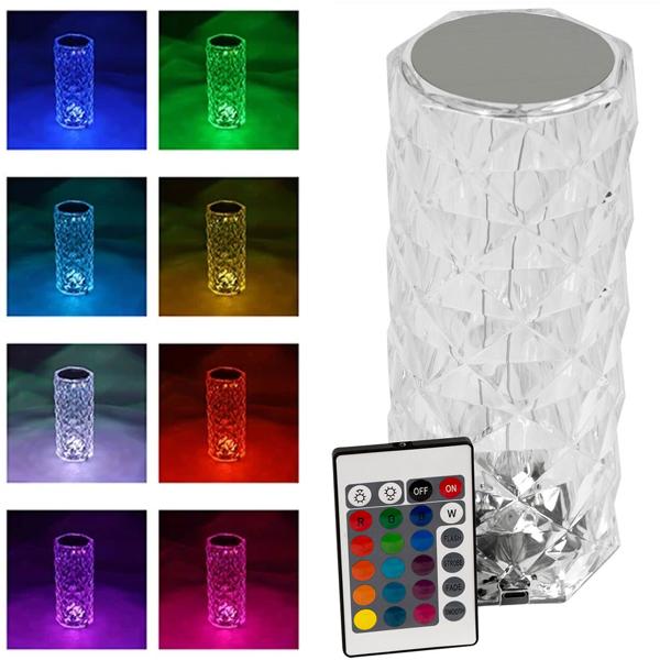 Table lamp, crystal design, 16 colors, touch, 9 x 21 x 9 cm